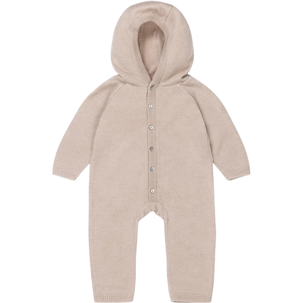 Tomama Merino Wool Hooded Baby Onesie (Peach Dust)