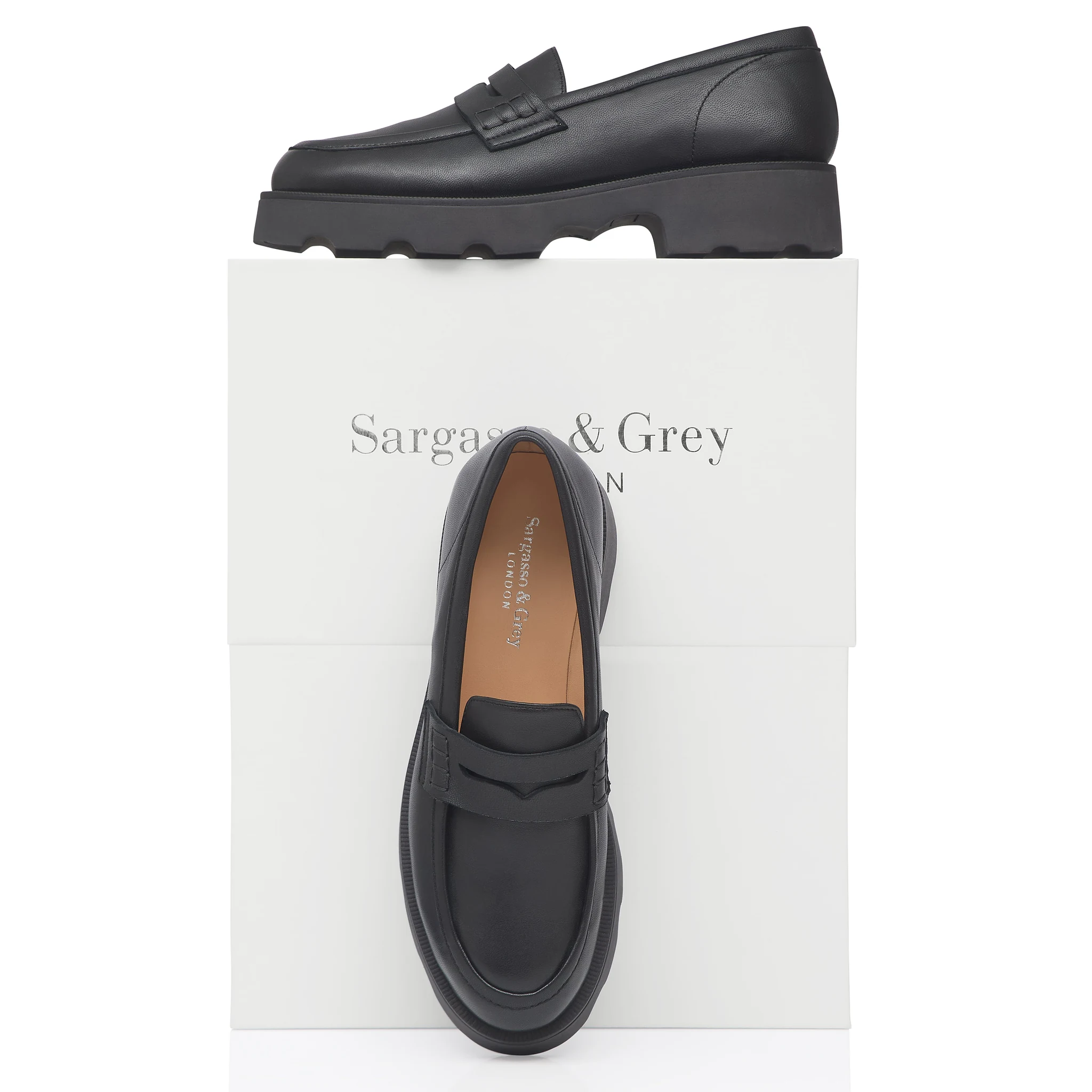 Wide Fit Chunky Loafers  - Black Leather