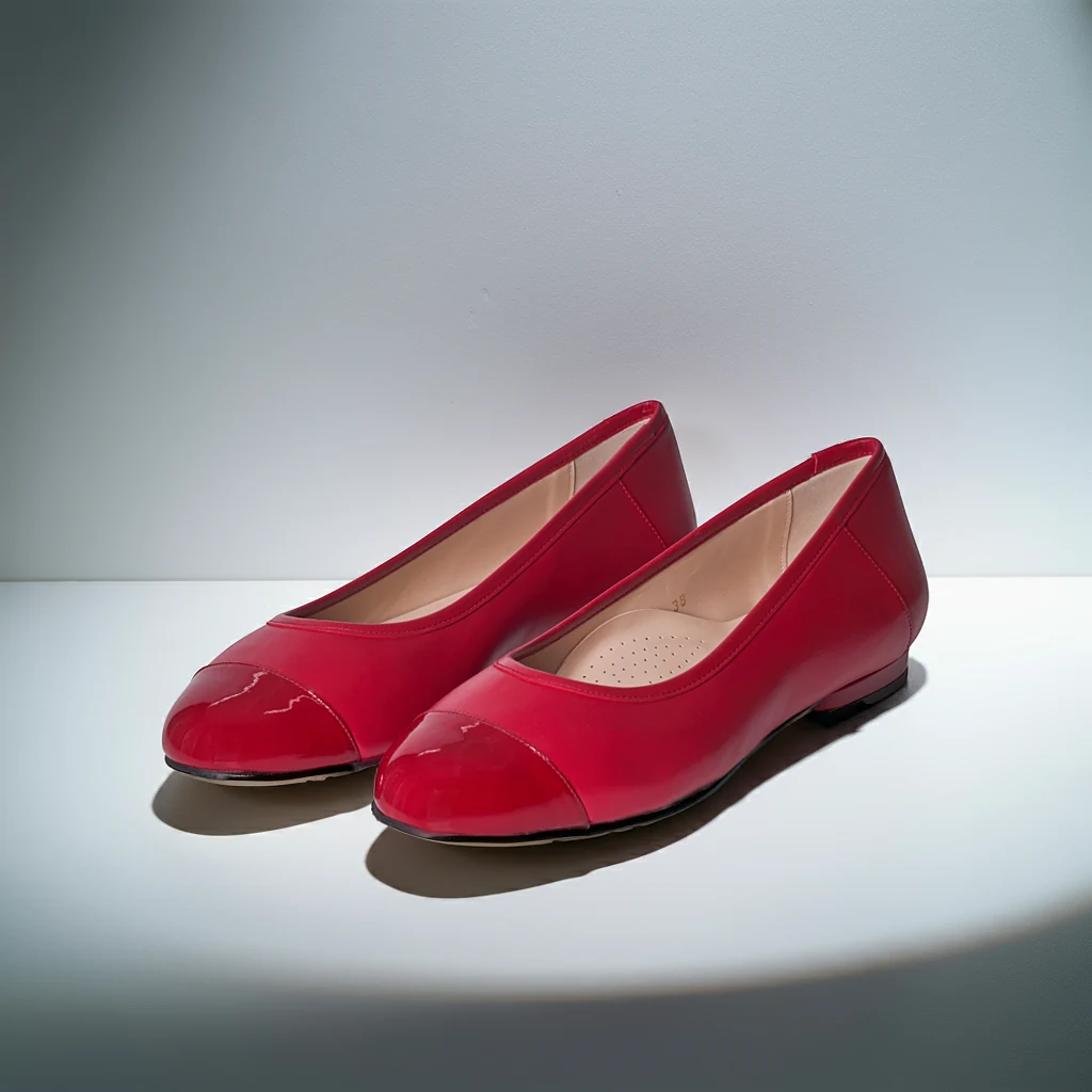 Capella Extra-Wide Fit Flats - Red Leather - UK 6 / EU 39 / Red