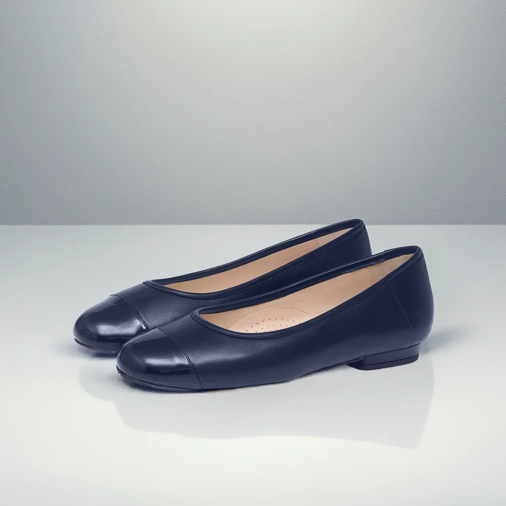 Capella Extra-Wide Fit Flats - Navy Leather - UK 6 / EU 39 / Navy