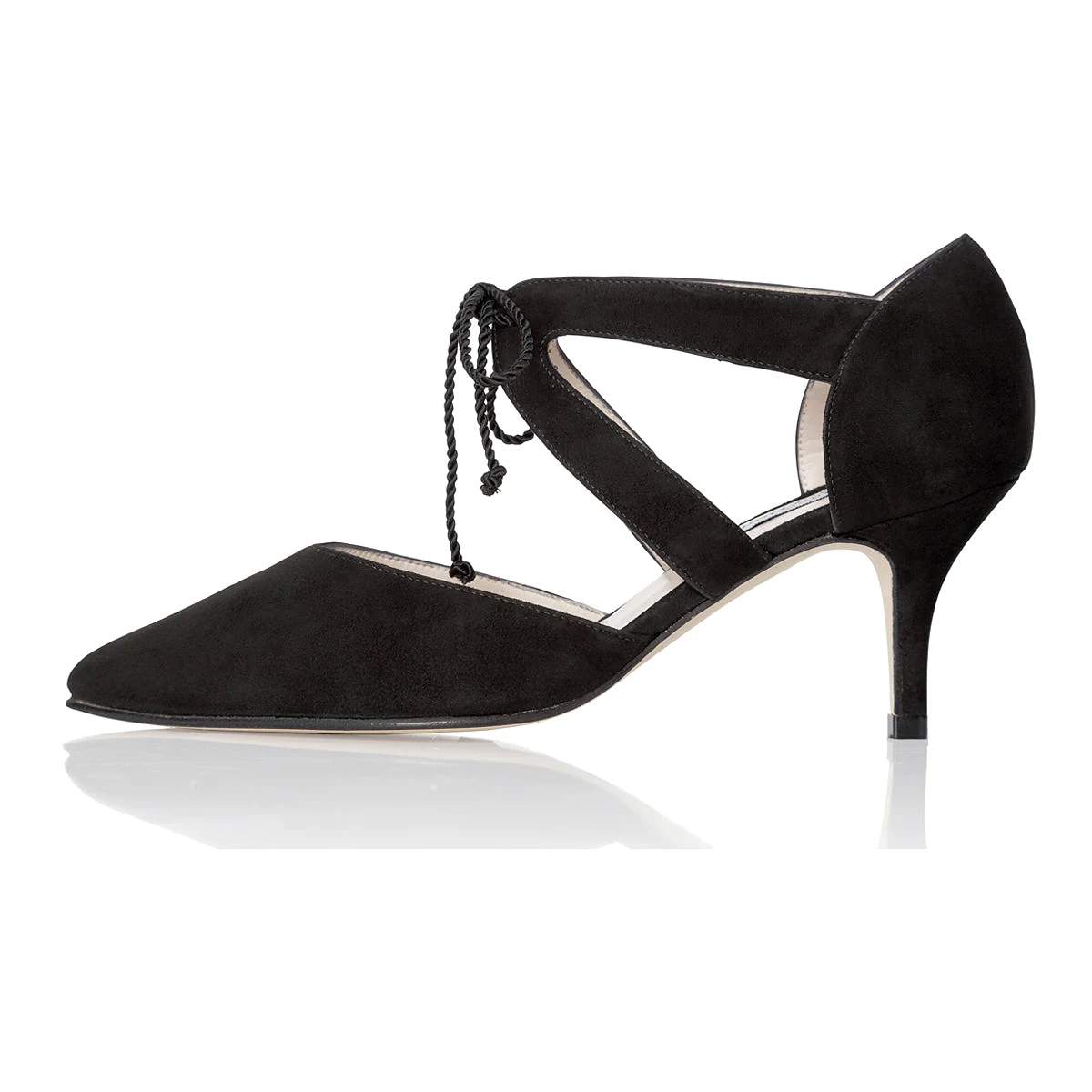 Ava Wide Fit Kitten Heel Shoes - Black Suede