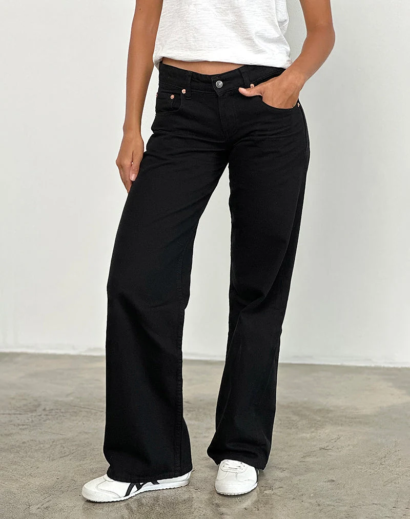 Low Rise Parallel Jeans in Rinse Black - W28 L34