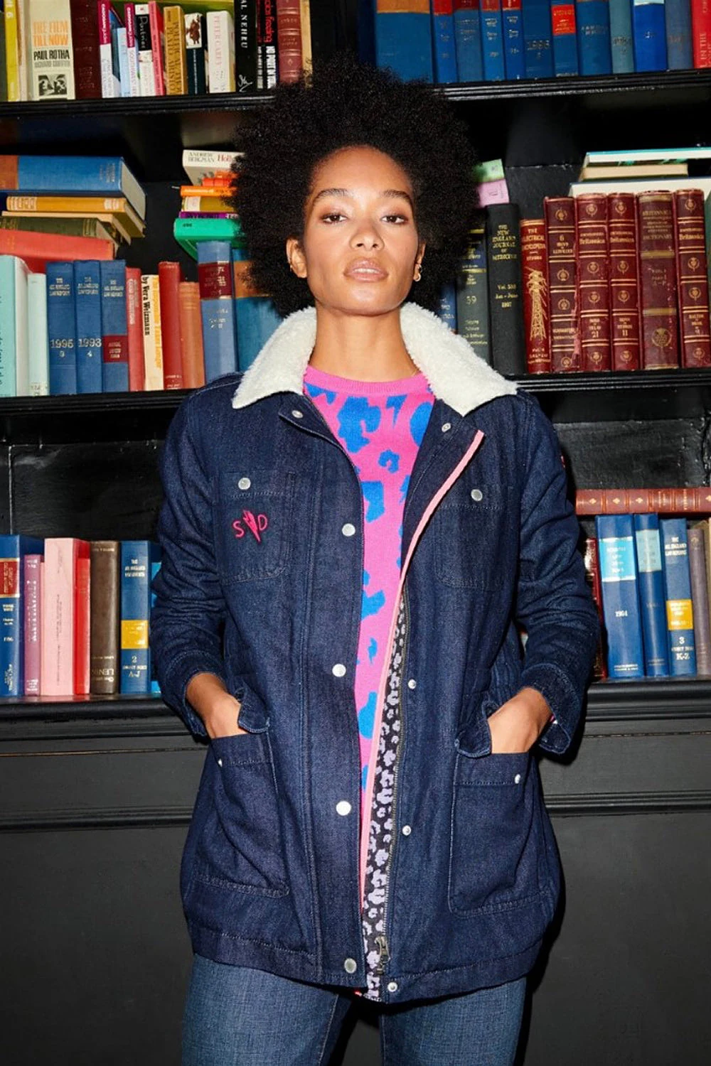 Dark Indigo Denim Jacket with Borg Lining